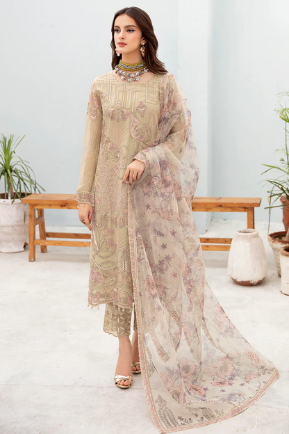 A-701 - Fully Stitched 3PC - Chevron Vol-07 Embroidered Chiffon Collection by Ramsha