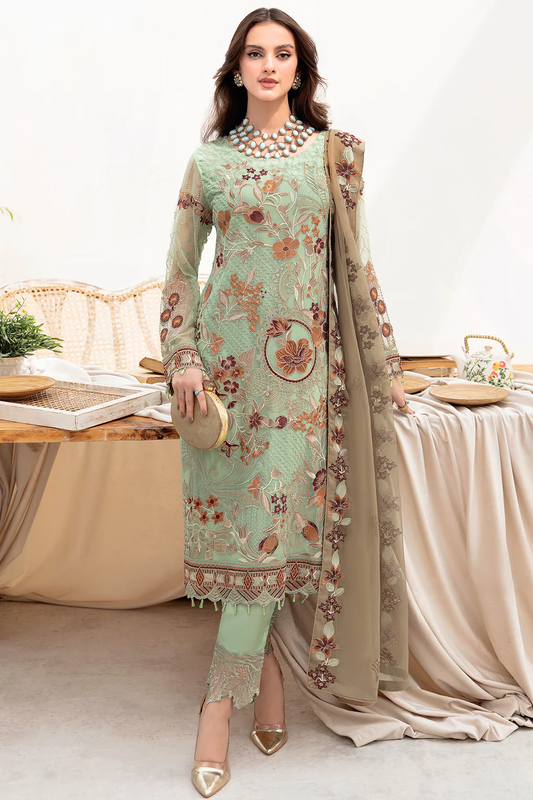 A-710 - Fully Stitched 3PC - Chevron Vol-07 Embroidered Chiffon Collection by Ramsha