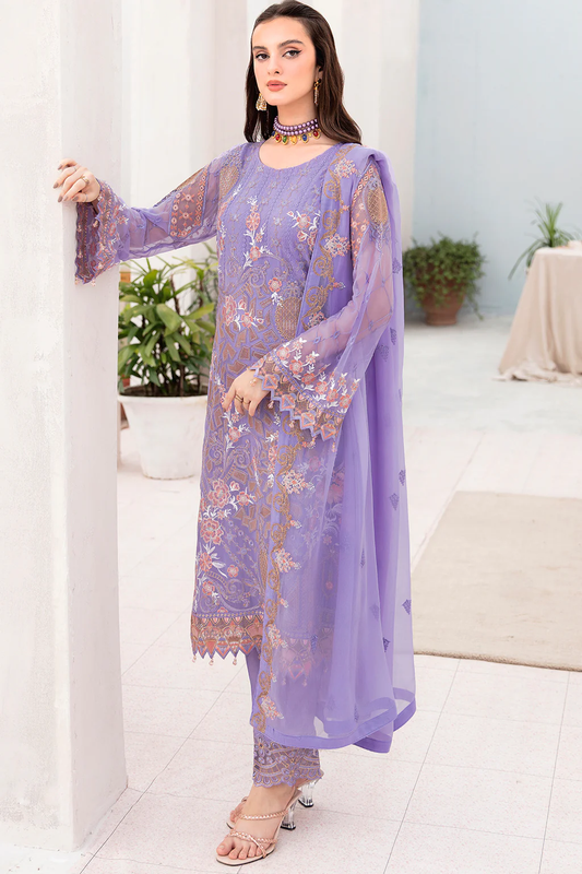 A-711 - Fully Stitched 3PC - Chevron Vol-07 Embroidered Chiffon Collection by Ramsha