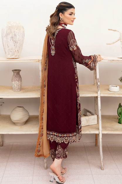 A-712 - Fully Stitched 3PC - Chevron Vol-07 Embroidered Chiffon Collection by Ramsha