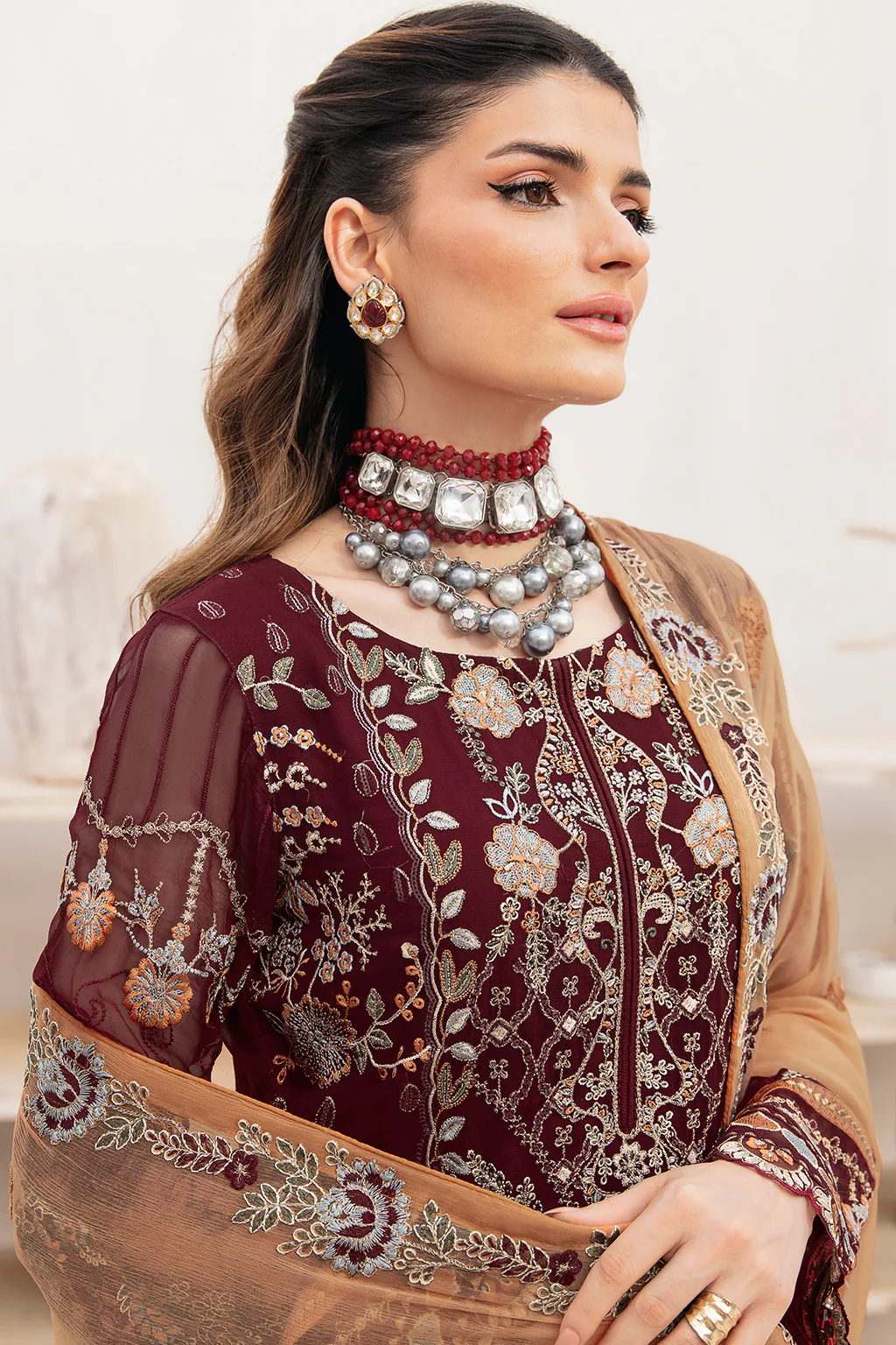 A-712 - Fully Stitched 3PC - Chevron Vol-07 Embroidered Chiffon Collection by Ramsha