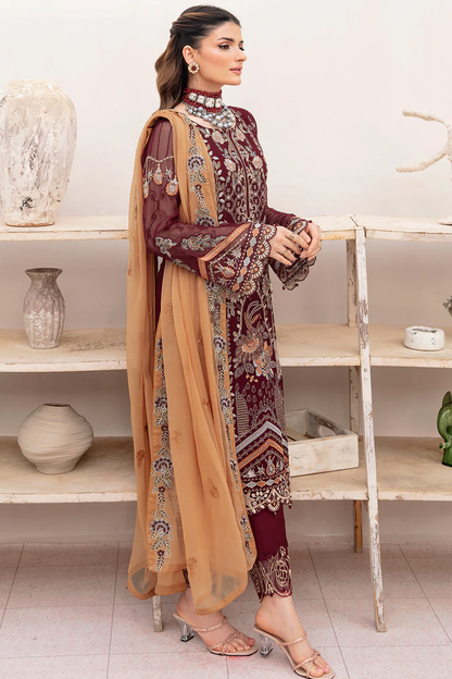 A-712 - Fully Stitched 3PC - Chevron Vol-07 Embroidered Chiffon Collection by Ramsha