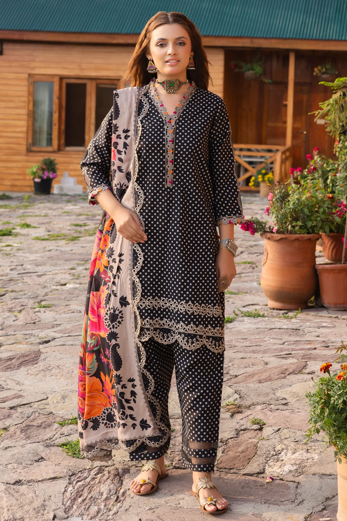 ANW4-01 - Fully Stitched 3PC - Printed & Embroidered Staple (Linen) Collection - ANIQ by Charizma