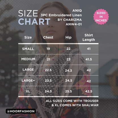 ANW4-01 - Fully Stitched 3PC - Printed & Embroidered Staple (Linen) Collection - ANIQ by Charizma