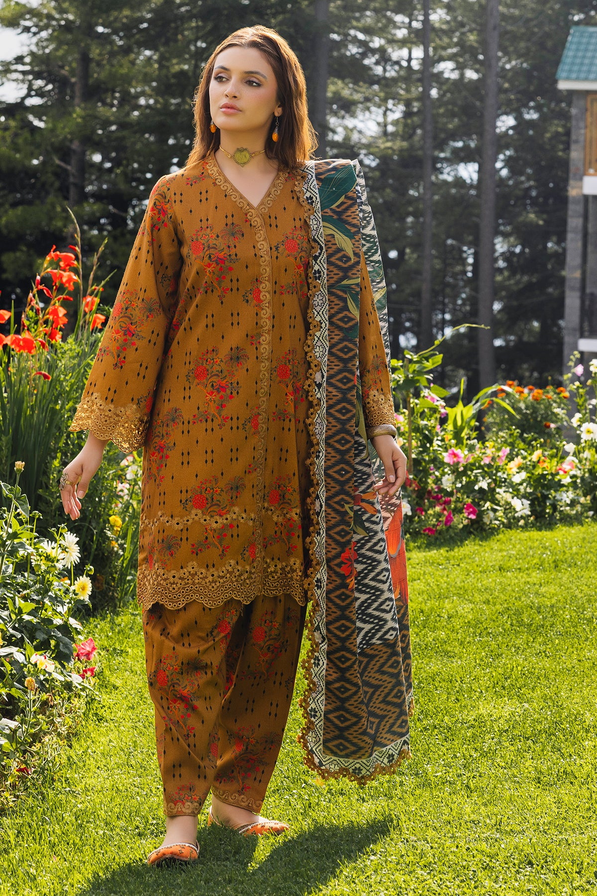 ANW4-02 - Fully Stitched 3PC - Printed & Embroidered Staple (Linen) Collection - ANIQ by Charizma