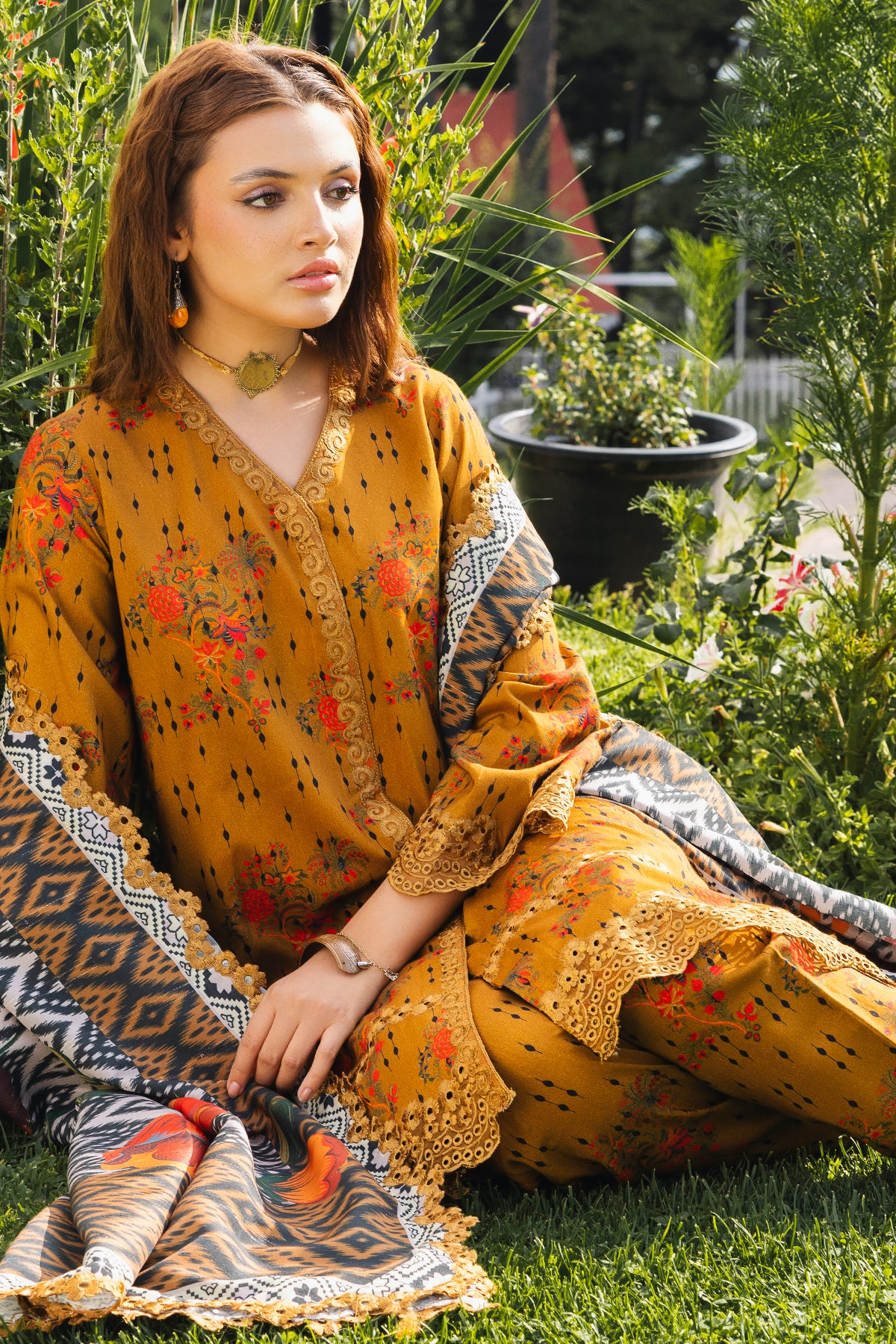 ANW4-02 - Fully Stitched 3PC - Printed & Embroidered Staple (Linen) Collection - ANIQ by Charizma