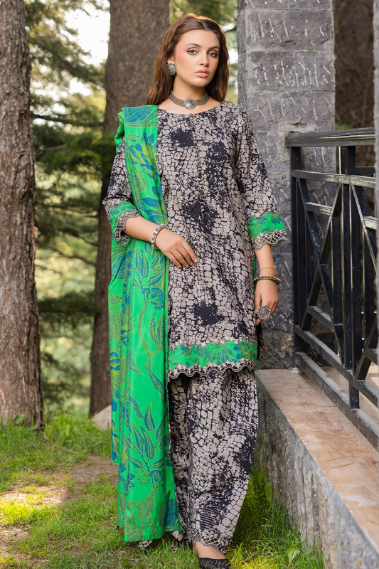 ANW4-09 - Fully Stitched 3PC - Printed & Embroidered Staple (Linen) Collection - ANIQ by Charizma