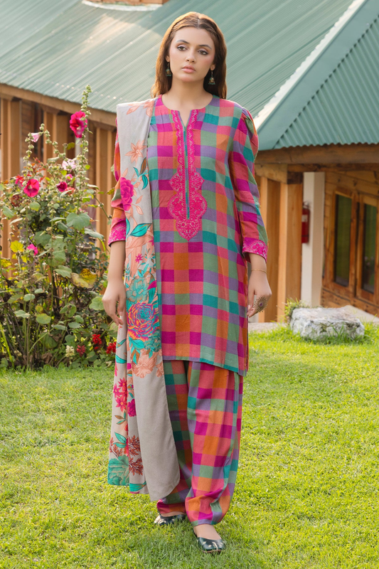 ANW4-10 - Fully Stitched 3PC - Printed & Embroidered Staple (Linen) Collection - ANIQ by Charizma