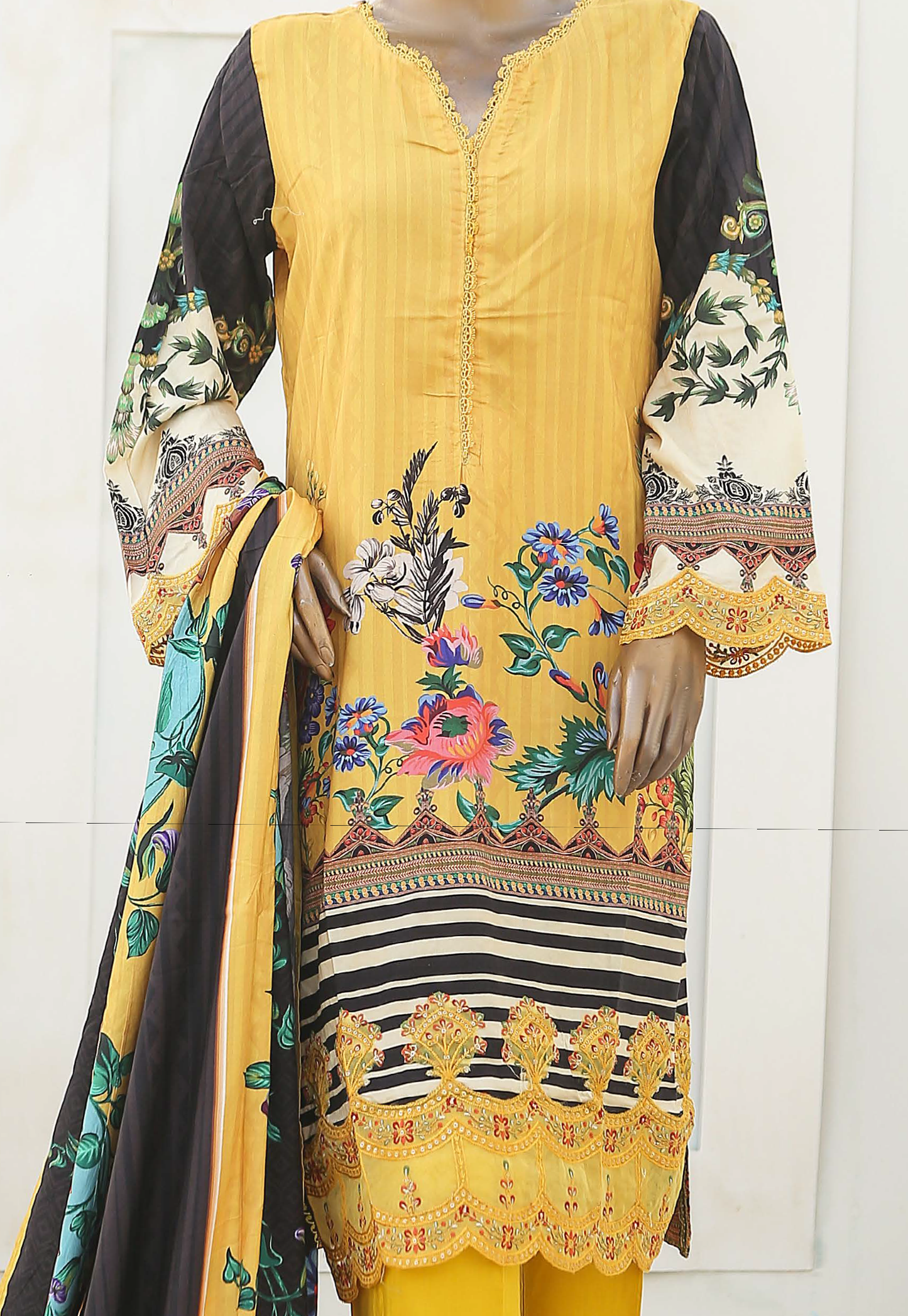 BSL-03 - Ready to Wear 3PC - Printed & Embroidered Linen Collection by Bin Saeed (Pret)