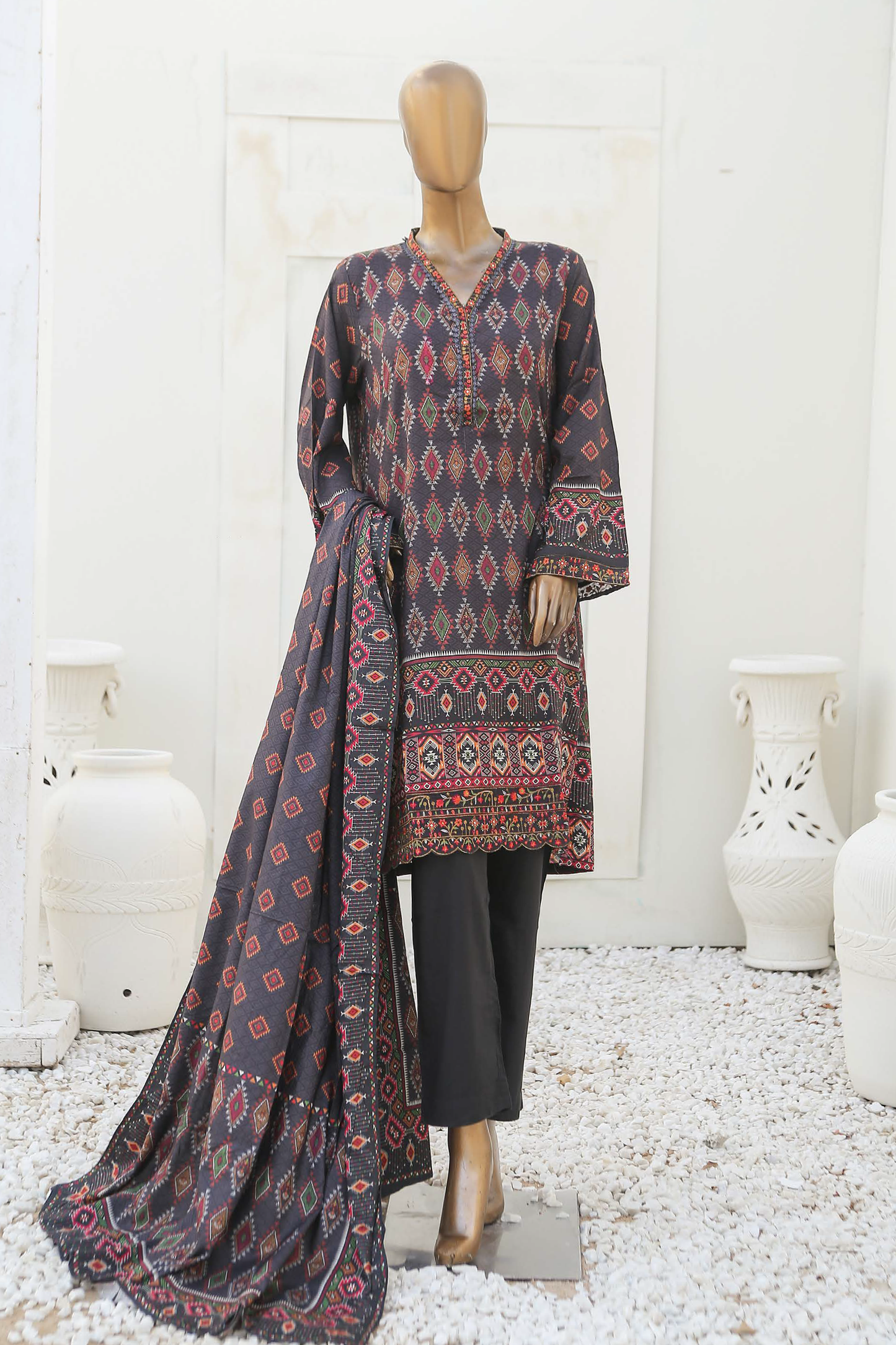 BSL-05 - Ready to Wear 3PC - Printed & Embroidered Linen Collection by Bin Saeed (Pret)