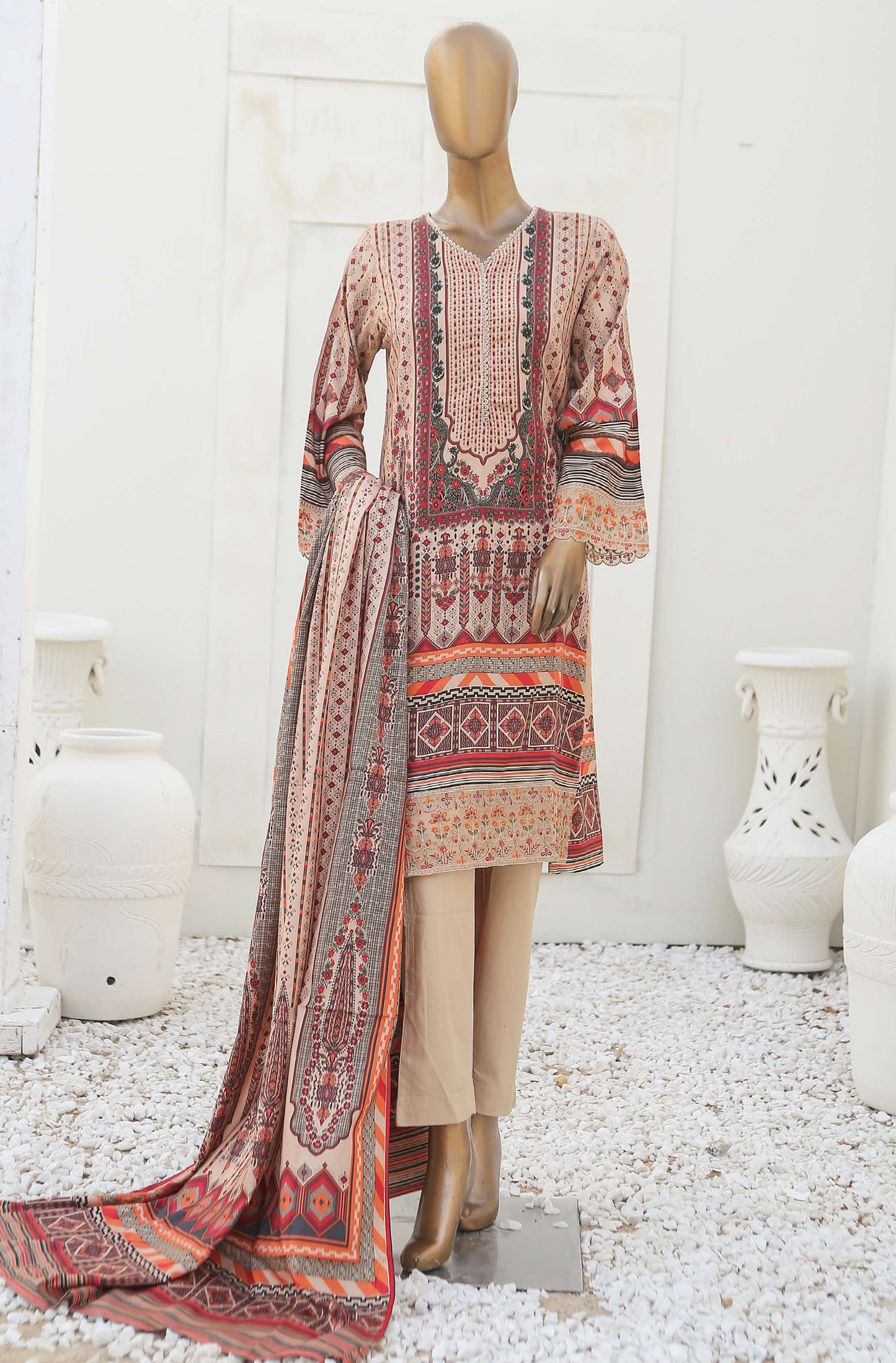 BSL-06 - Ready to Wear 3PC - Printed & Embroidered Linen Collection by Bin Saeed (Pret)