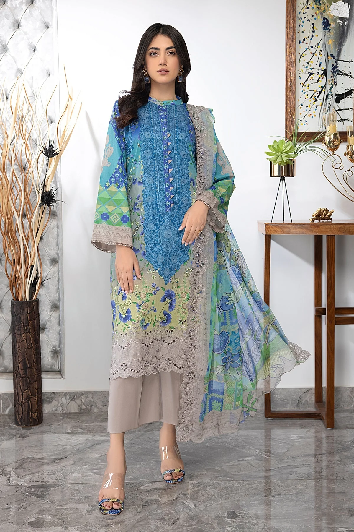 CCH4-01 -  Fully Stitched 3PC - Embroidered Lawn Collection - Combinations Festive Edition by Charizma