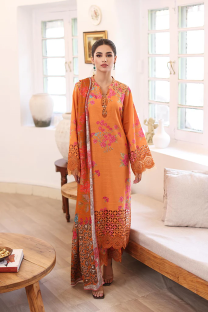 CCW3-01 - Fully Stitched 3PC - Printed & Embroidered Khaddar Collection - Combination Khaddar by Charizma