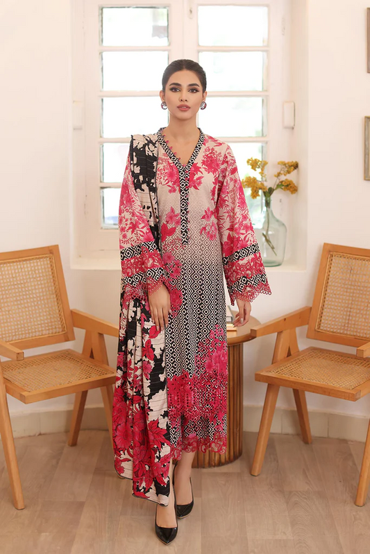 CCW3-02 - Fully Stitched 3PC - Printed & Embroidered Khaddar Collection - Combination Khaddar by Charizma