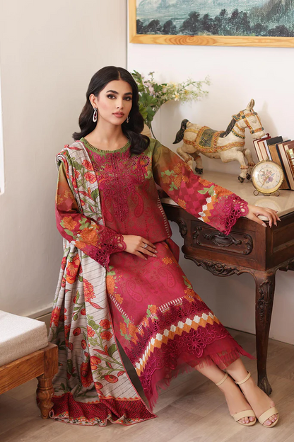 CCW3-04 - Fully Stitched 3PC - Printed & Embroidered Khaddar Collection - Combination Khaddar by Charizma