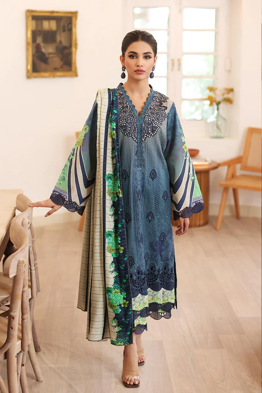 CCW3-07 - Fully Stitched 3PC - Printed & Embroidered Khaddar Collection - Combination Khaddar by Charizma