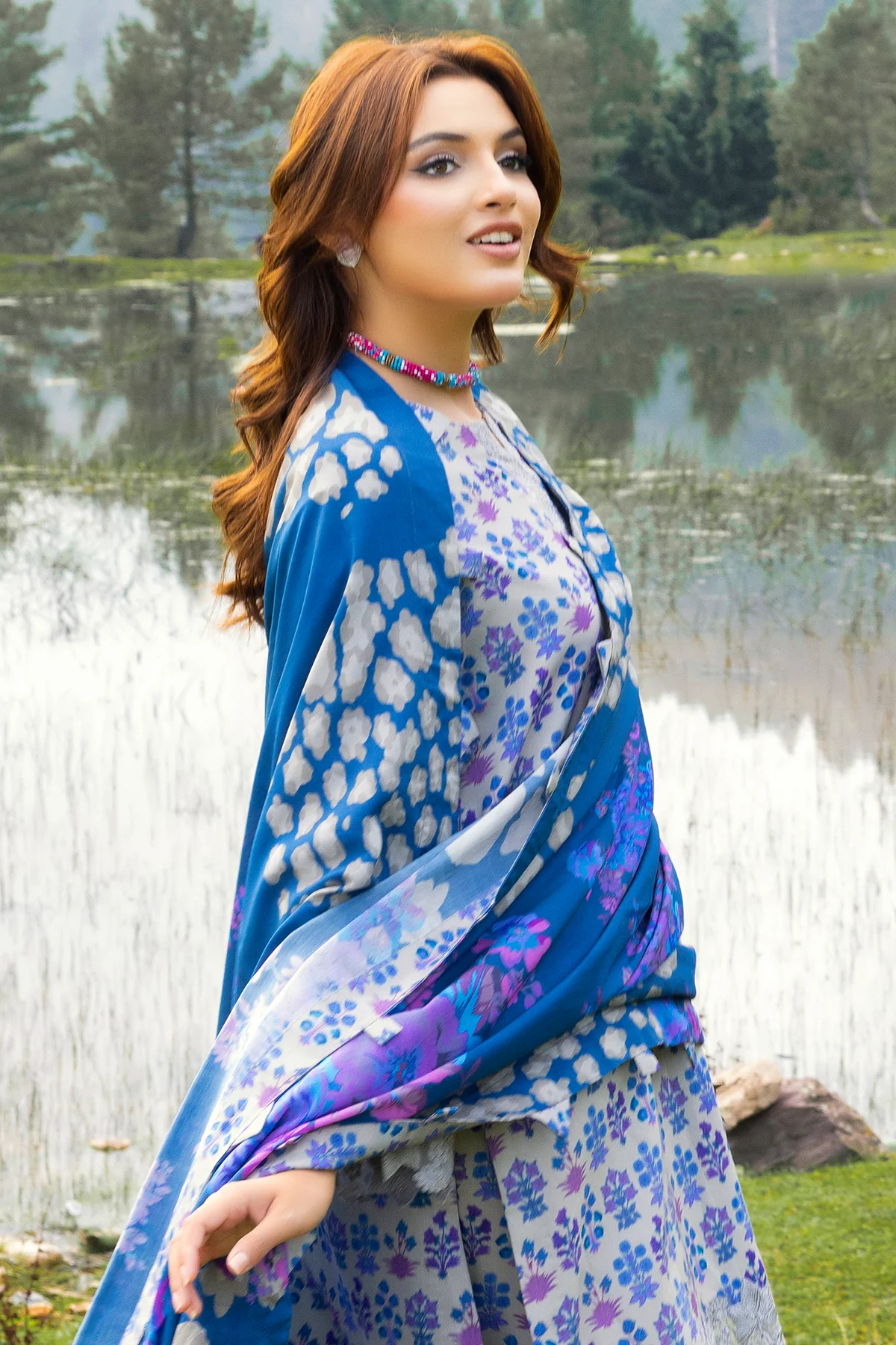 CCW4-02 - Fully Stitched 3PC - Printed & Embroidered Staple (Linen) Shawl Collection - Combination by Charizma