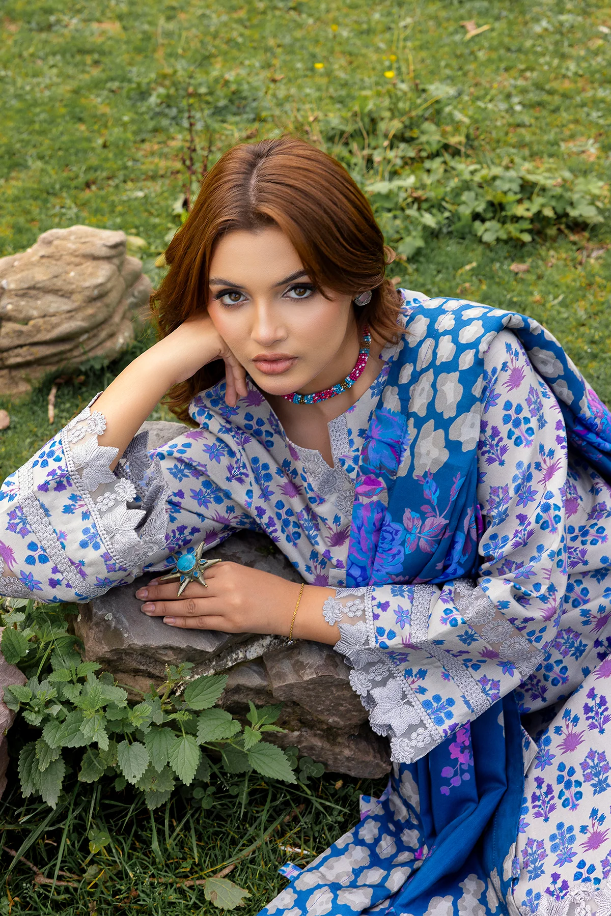 CCW4-02 - Fully Stitched 3PC - Printed & Embroidered Staple (Linen) Shawl Collection - Combination by Charizma