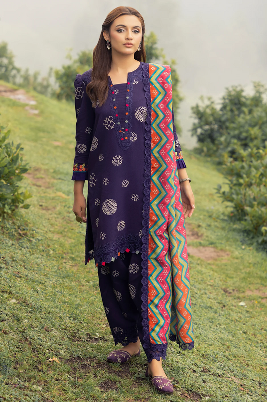 CCW4-03 - Fully Stitched 3PC - Printed & Embroidered Staple (Linen) Shawl Collection - Combination by Charizma