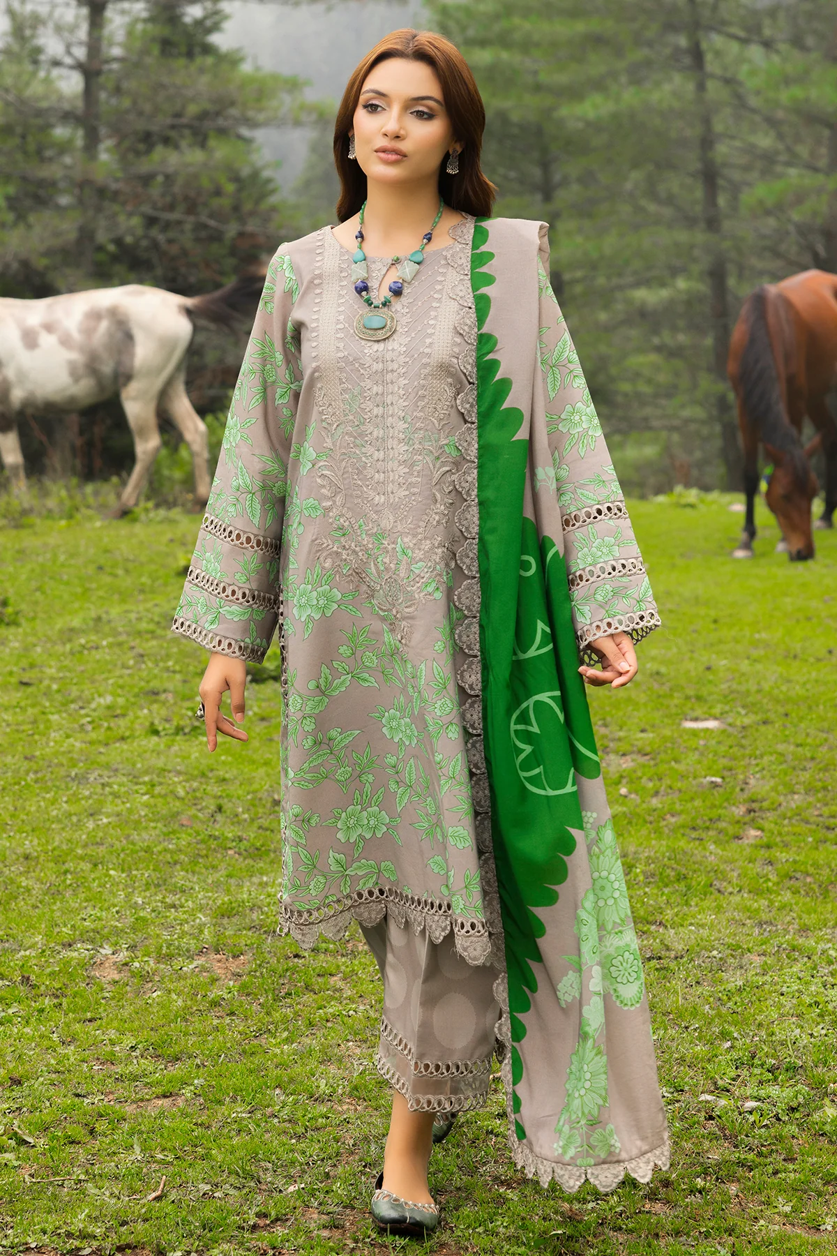 CCW4-04 - Fully Stitched 3PC - Printed & Embroidered Staple (Linen) Shawl Collection - Combination by Charizma