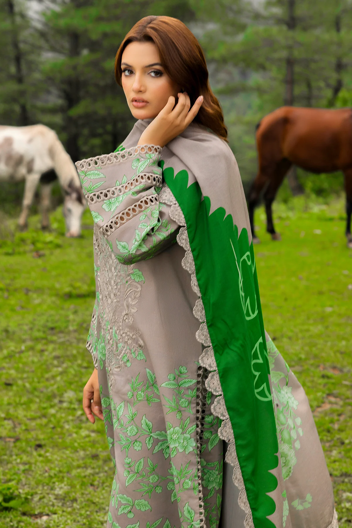 CCW4-04 - Fully Stitched 3PC - Printed & Embroidered Staple (Linen) Shawl Collection - Combination by Charizma