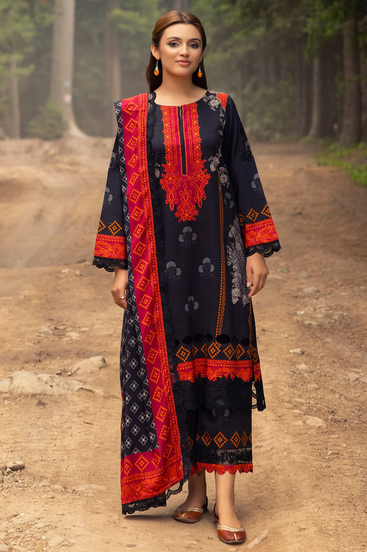 CCW4-09 - Fully Stitched 3PC - Printed & Embroidered Staple (Linen) Shawl Collection - Combination by Charizma