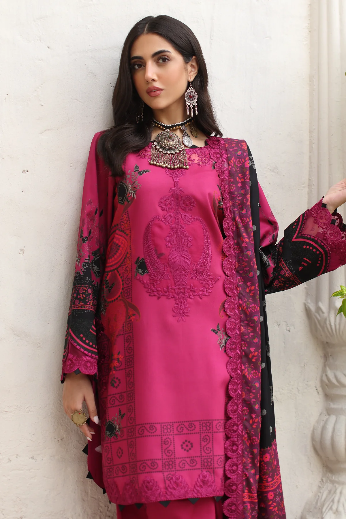 CCW4-11 - Fully Stitched 3PC - Printed & Embroidered Staple (Linen) Shawl Collection - COMBINATION VOL-II by Charizma