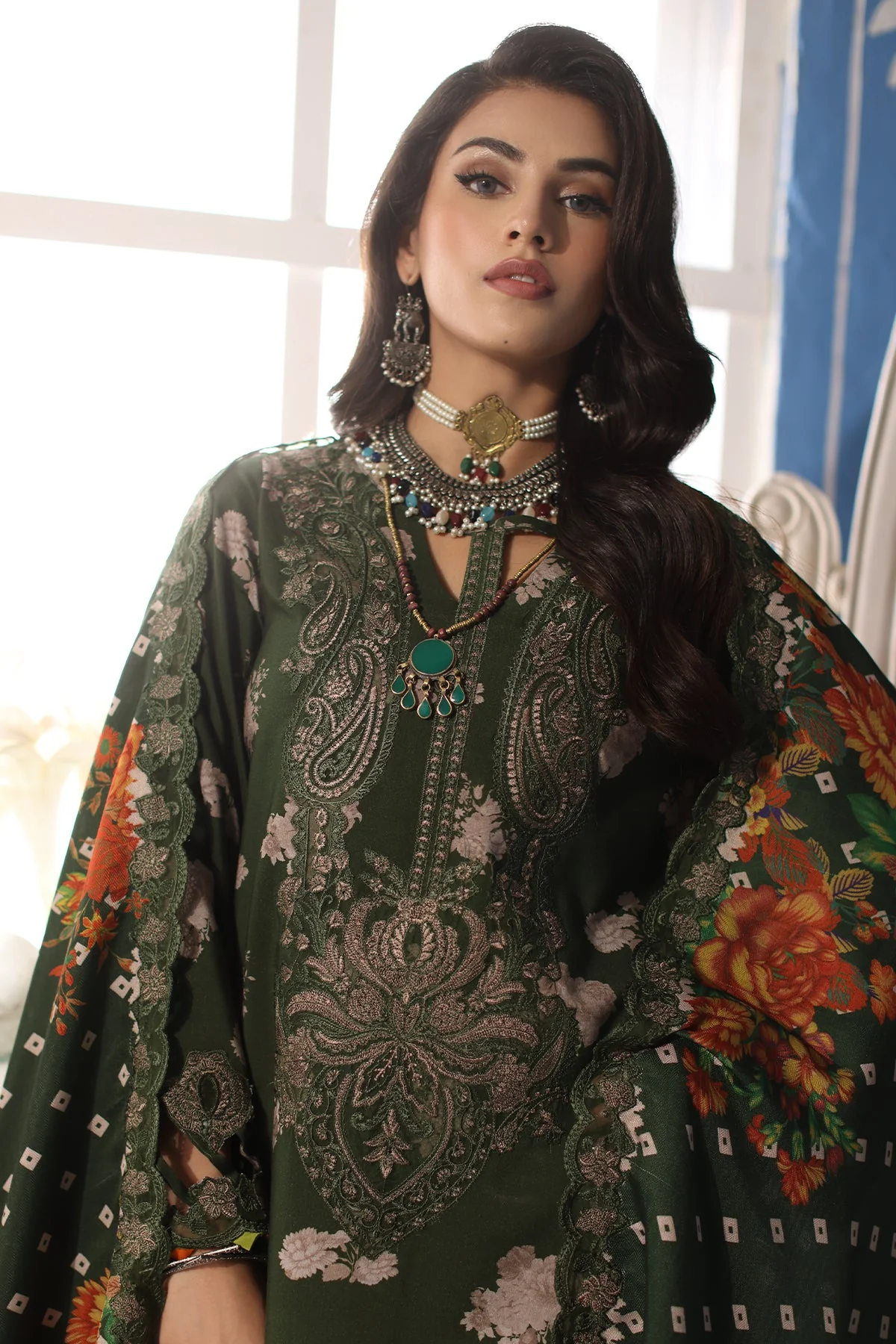 CCW4-12 - Fully Stitched 3PC - Printed & Embroidered Staple (Linen) Shawl Collection - COMBINATION VOL-II by Charizma