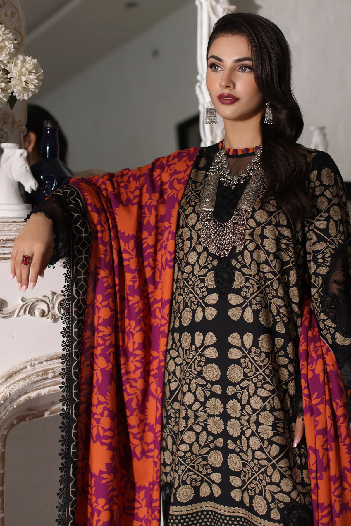 CCW4-13 - Fully Stitched 3PC - Printed & Embroidered Staple (Linen) Shawl Collection - COMBINATION VOL-II by Charizma