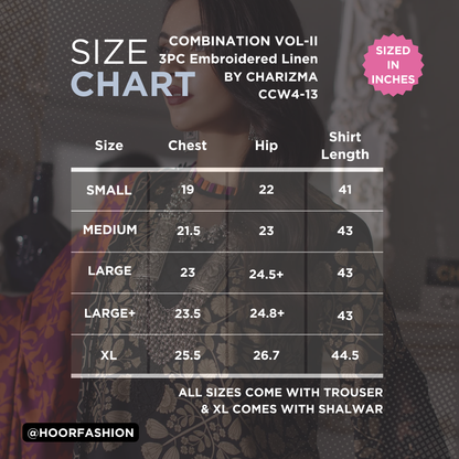 CCW4-13 - Fully Stitched 3PC - Printed & Embroidered Staple (Linen) Shawl Collection - COMBINATION VOL-II by Charizma