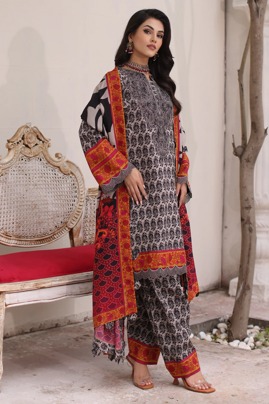 CCW4-14 - Fully Stitched 3PC - Printed & Embroidered Staple (Linen) Shawl Collection - COMBINATION VOL-II by Charizma