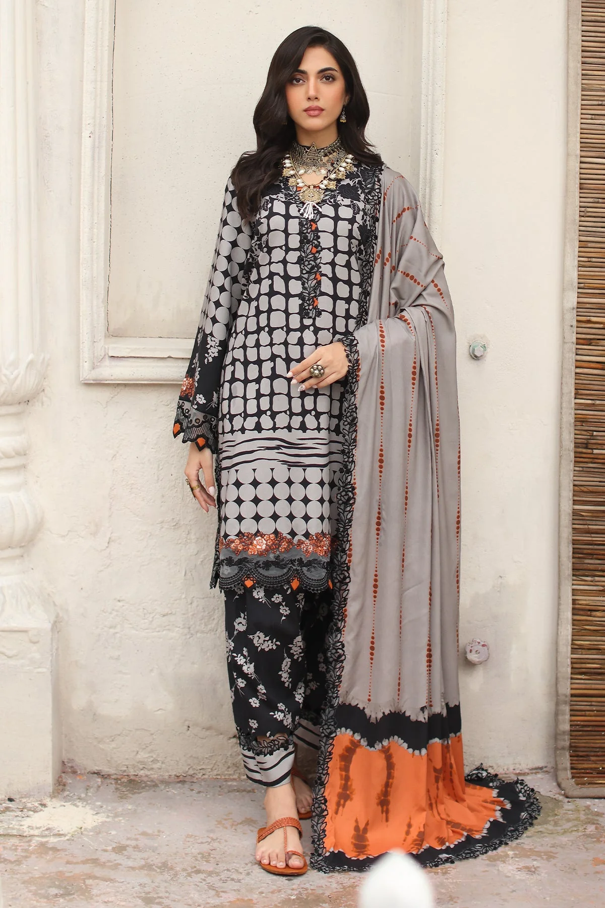 CCW4-16 - Fully Stitched 3PC - Printed & Embroidered Staple (Linen) Shawl Collection - COMBINATION VOL-II by Charizma