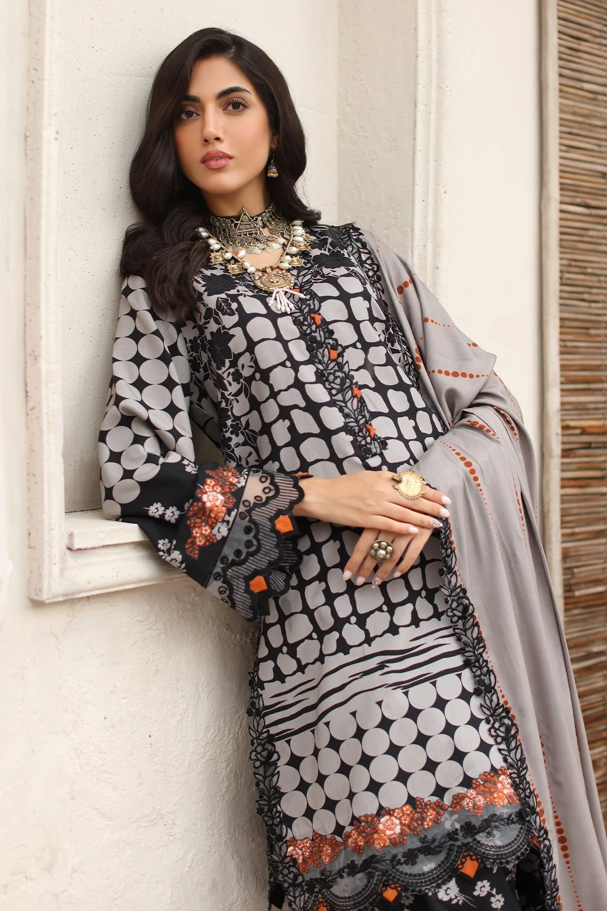 CCW4-16 - Fully Stitched 3PC - Printed & Embroidered Staple (Linen) Shawl Collection - COMBINATION VOL-II by Charizma