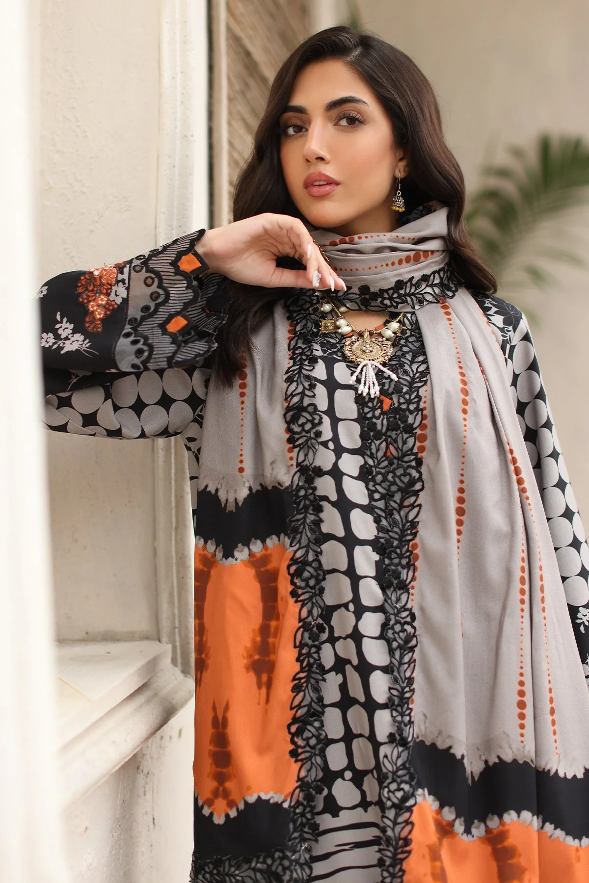 CCW4-16 - Fully Stitched 3PC - Printed & Embroidered Staple (Linen) Shawl Collection - COMBINATION VOL-II by Charizma