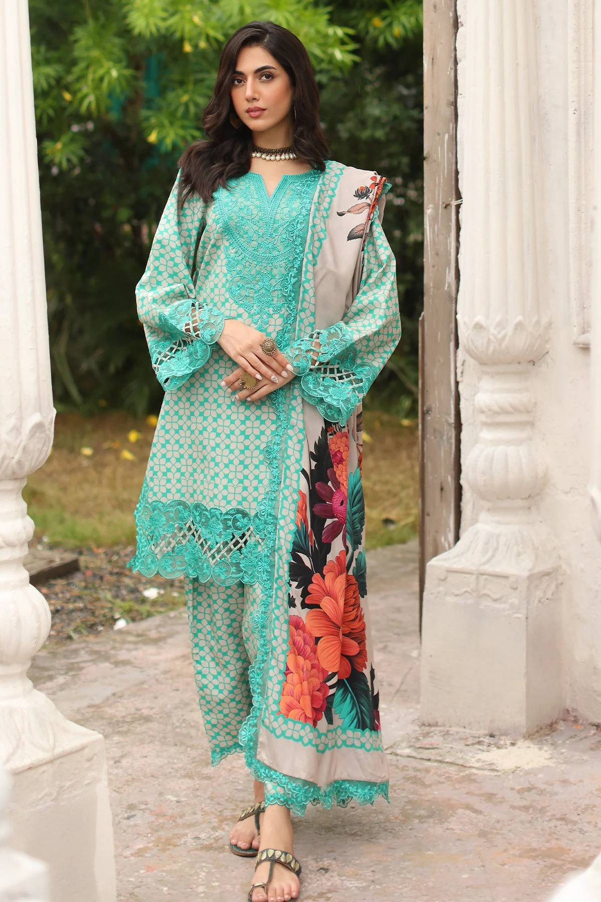 CCW4-18 - Fully Stitched 3PC - Printed & Embroidered Staple (Linen) Shawl Collection - COMBINATION VOL-II by Charizma