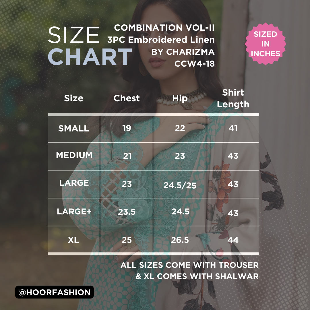 CCW4-18 - Fully Stitched 3PC - Printed & Embroidered Staple (Linen) Shawl Collection - COMBINATION VOL-II by Charizma