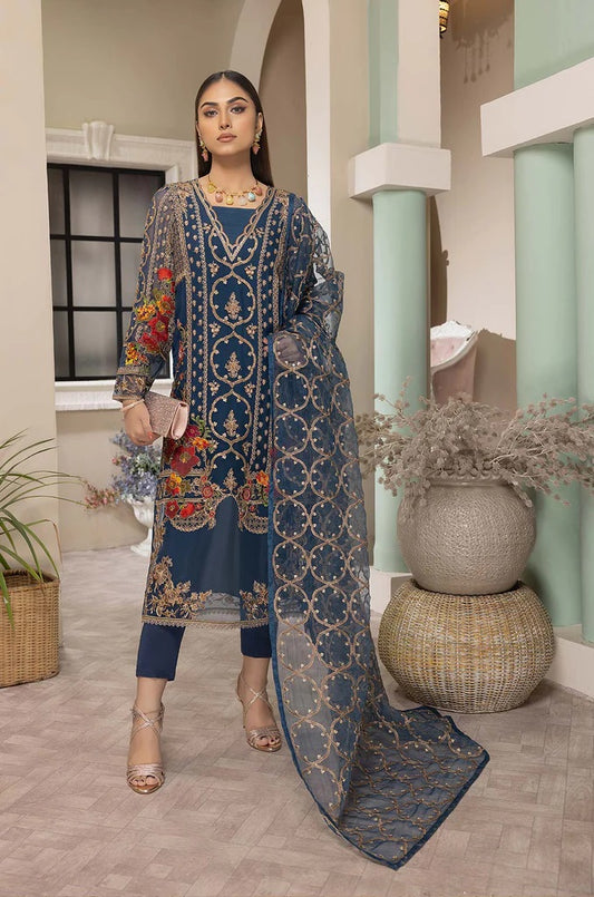 CEC-01 - Fully Stitched 3PC Embroidered Chiffon Dress TASAWAR Chiffon Collection by Charizma