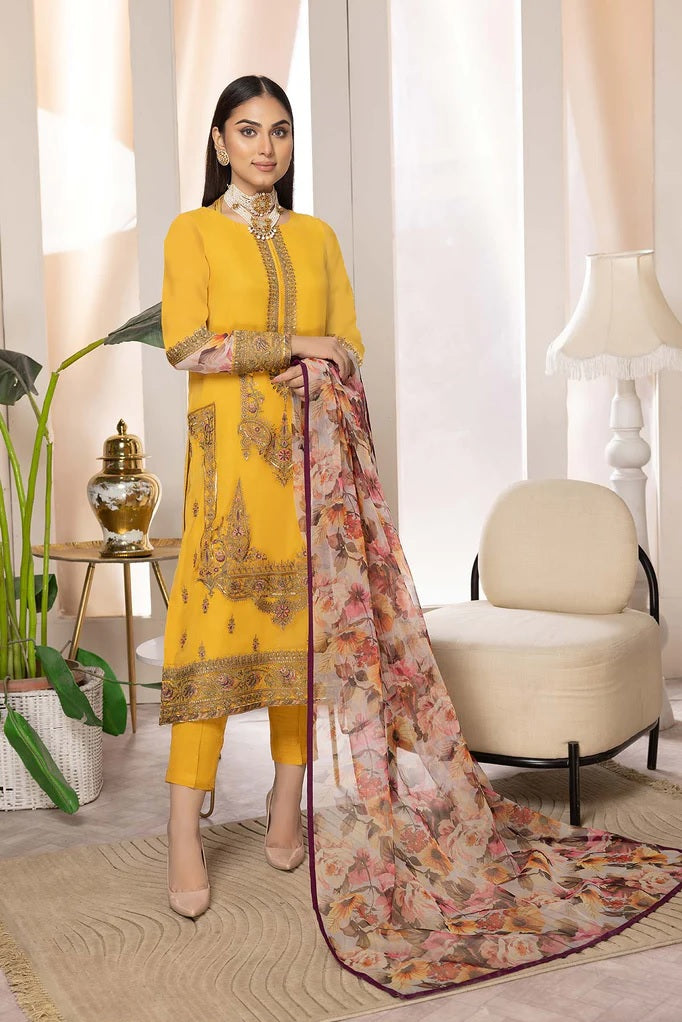 CEC-06 - Fully Stitched 3PC Embroidered Chiffon Dress TASAWAR Chiffon Collection by Charizma