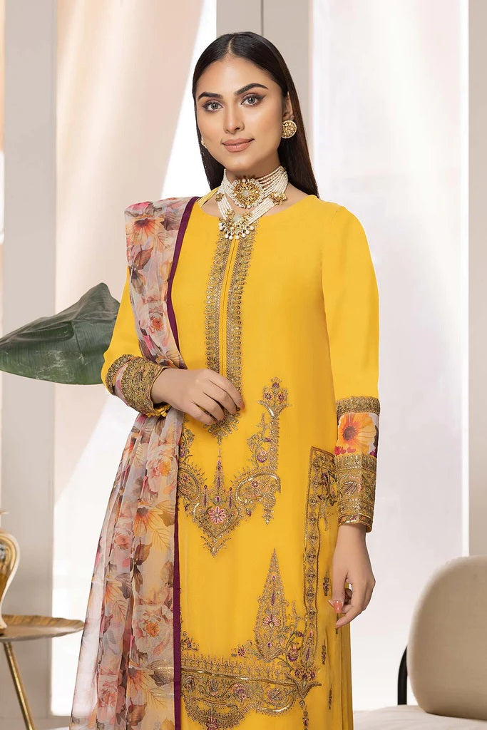 CEC-06 - Fully Stitched 3PC Embroidered Chiffon Dress TASAWAR Chiffon Collection by Charizma