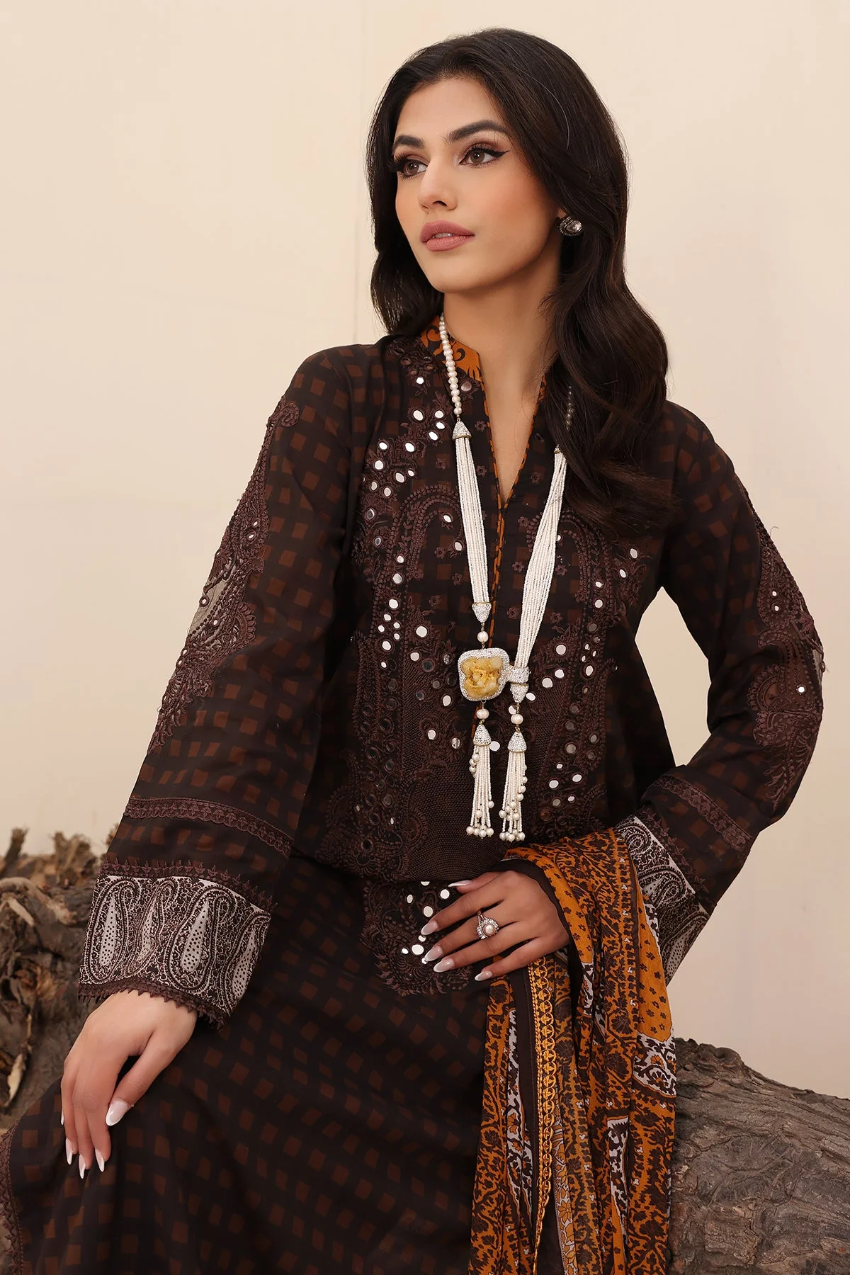 CN4-04 - Fully Stitched 3PC - NARANJI Printed & Embroidered Lawn Collection by Charizma