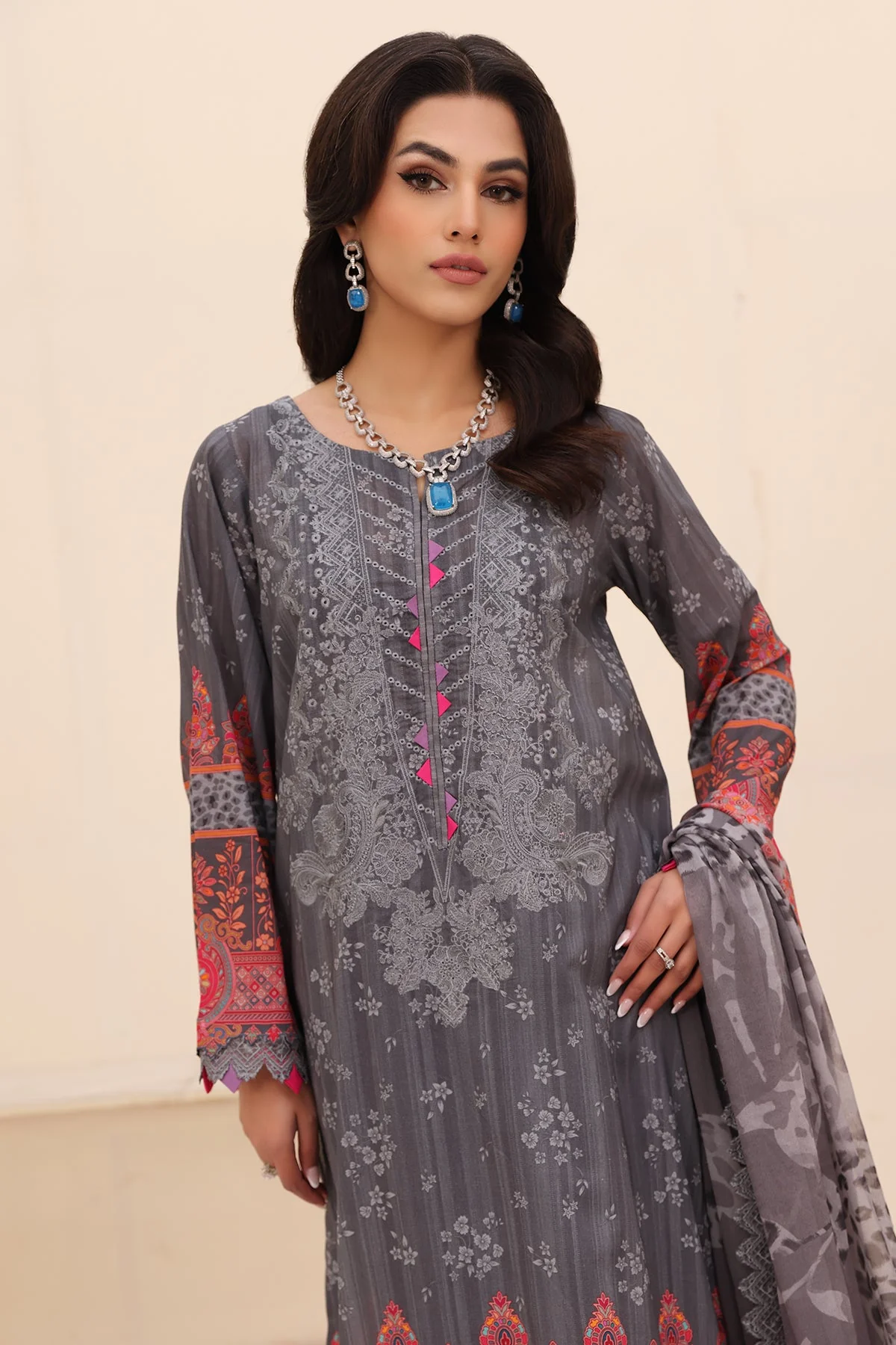 CN4-06 - Fully Stitched 3PC - NARANJI Printed & Embroidered Lawn Collection by Charizma