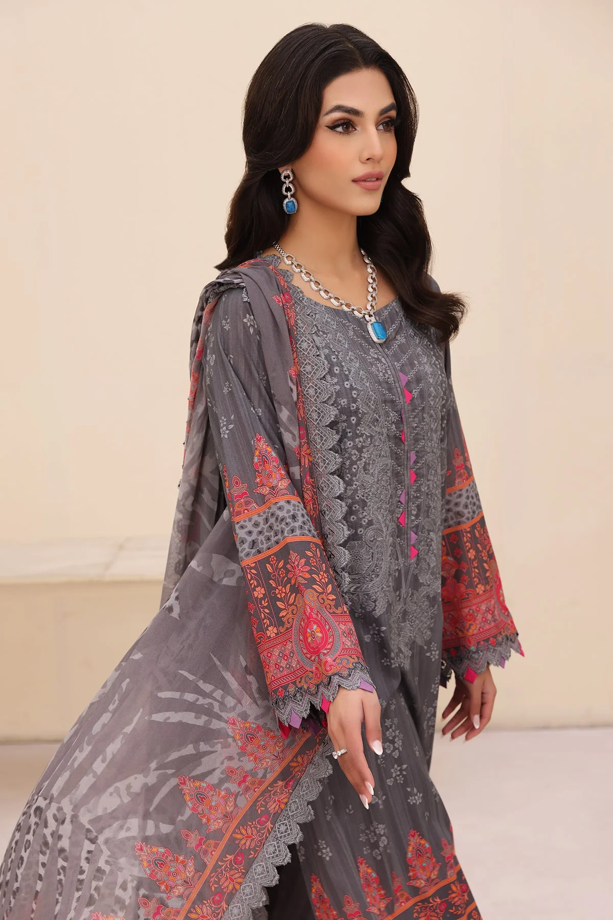 CN4-06 - Fully Stitched 3PC - NARANJI Printed & Embroidered Lawn Collection by Charizma