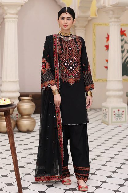 CNP-4-06 - Readymade 3PC Embroidered Cotton Shirt with Chiffon Dupatta & Trouser by Charizma (Pret)