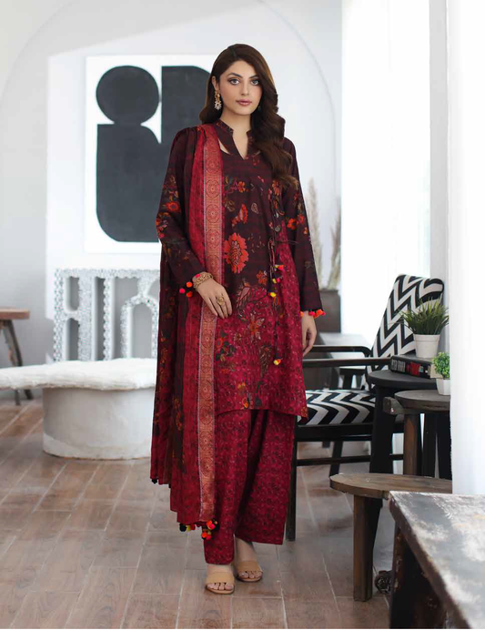 CPW3-12 - Fully Stitched 3PC - Printed Linen Collection - C-Print by Charizma