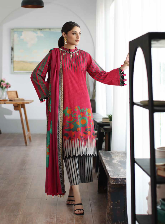 CPW3-13 - Fully Stitched 3PC - Printed Linen Collection - C-Print by Charizma