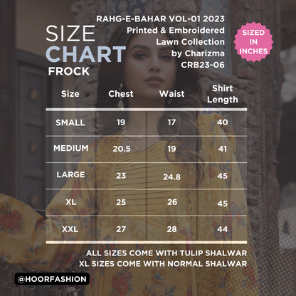 CRB23-06 - Rang-e-bahar Vol-01 - Fully Stitched 3PC Printed & Embroidered Lawn Collection by Charizma