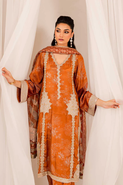 CTW-02 - Fully Stitched 3PC - Printed & Embroidered Viscose Silk Collection - Tabeer by Charizma