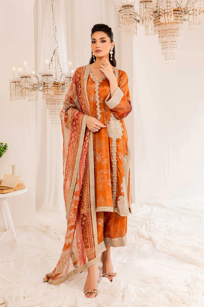 CTW-02 - Fully Stitched 3PC - Printed & Embroidered Viscose Silk Collection - Tabeer by Charizma