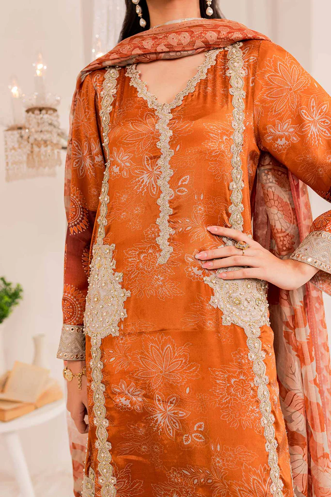 CTW-02 - Fully Stitched 3PC - Printed & Embroidered Viscose Silk Collection - Tabeer by Charizma