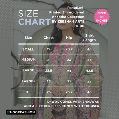 D-06 - Fully Stitched 3PC - Printed & Embroidered Slub Khaddar Collection - RANGRANI by Zeeshan Arts